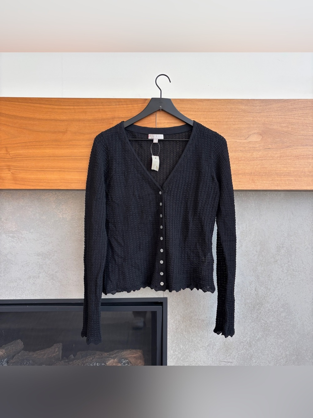 NWT J.Crew Scallop-trim cardigan top, Size L